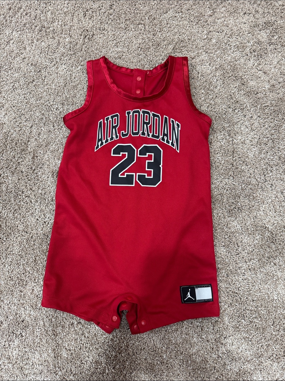 Nike Air Jordan Baby Jersey Romper | Red 23 | Size 24M